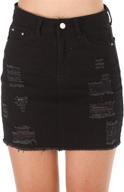 👗 haola women's frayed hem ripped a-line denim short skirt - casual distressed fashion logo