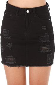 img 4 attached to 👗 Haola Women's Frayed Hem Ripped A-Line Denim Short Skirt - Casual Distressed Fashion