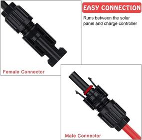 img 1 attached to 🔌 Ansxiy 10AWG Solar Panel Wire Kit - 5FT Red + 5FT Black Extension Cable with Weatherproof Connectors