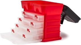 img 1 attached to Durable Red Storage Box Organizer with Drawers and Compartments for Crafts