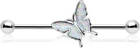 img 4 attached to JEWSEEN Industrial Barbell Butterfly Piercing