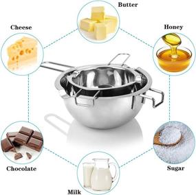 img 1 attached to 🍫 Premium Double Boiler Pot Set - Perfect for Melting Chocolate, Butter, Cheese, Caramel, and Candy - 18/8 Steel, 2 Cup Capacity - Includes Largest and Smallest Pots