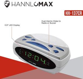 img 2 attached to 🕰️ HANNLOMAX HX-137CR Alarm Clock Radio: Dual Alarm, AM/FM PLL Radio, 0.9" Blue LED Display (White) - A Perfect Wake-Up Companion