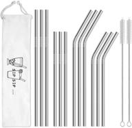 hiware 12-pack reusable stainless steel metal straws with case – long drinking straws for 30 oz and 20 oz tumblers, dishwasher safe – includes 2 cleaning brushes logo