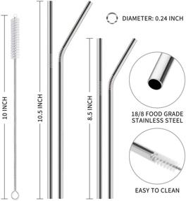 img 3 attached to Hiware 12-Pack Reusable Stainless Steel Metal Straws with Case – Long Drinking Straws for 30 oz and 20 oz Tumblers, Dishwasher Safe – Includes 2 Cleaning Brushes