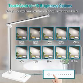 img 3 attached to 💡 Современная настольная лампа с LED-подсветкой, USB-портом для зарядки, 10 уровнями яркости и 5 режимами - идеально подходит для домашнего офиса, учебы и колледжейской комнаты.