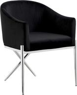 🪑 meridian furniture xavier collection: modern black velvet dining chair with sturdy x-shaped steel legs logo
