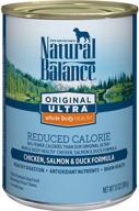 natural balance original ultra chicken, salmon & duck formula wet dog food 13-oz. can (pack of 12) - regular or reduced-calorie options logo