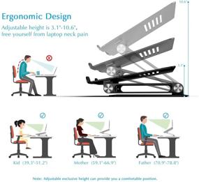 img 3 attached to 🖥️ Регулируемая подставка для ноутбука от Boyata - Силиконовые ножки и защитные крючки от скольжения - для ноутбуков до 17 дюймов - совместима с MacBook - держатель для ноутбука - чёрный
