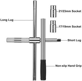 img 3 attached to 🔧 Универсальный удлиненный гаечный ключ Spurtar - 25" набор телескопических ключей для гаек с 4 стандартными головками (17/19, 21/23 мм) и крепкой сумкой для хранения - идеально подходит для ремонта шин на автомобиле.