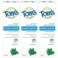 tom's of maine simply white toothpaste, clean mint, 4.7 oz. 3-pack: get a brighter smile naturally! logo