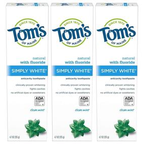 img 4 attached to Tom's of Maine Simply White Toothpaste, Clean Mint, 4.7 oz. 3-Pack: Get a Brighter Smile Naturally!