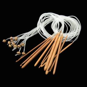 img 4 attached to 🧶 Set of 12 Sizes - 1.2M 48" Afghan Tunisian Carbonized Bamboo Crochet Hooks with Beads for DIY Crafts