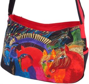img 2 attached to 🔥 Stunning Laurel Burch Wild Horses of Fire Medium Hobo Bag - Vibrant 15-Inch Zipper Top Design