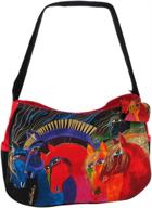 🔥 stunning laurel burch wild horses of fire medium hobo bag - vibrant 15-inch zipper top design logo