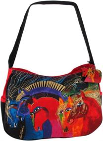 img 4 attached to 🔥 Stunning Laurel Burch Wild Horses of Fire Medium Hobo Bag - Vibrant 15-Inch Zipper Top Design