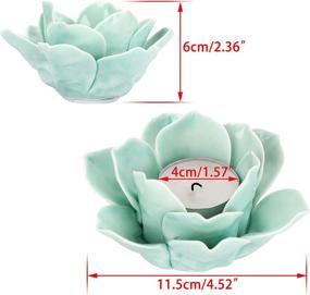 img 2 attached to 🌺 OwnMy 4.5 Inch Ceramic Lotus Flower Tea light Holder - Green, Ideal for Home Decor, Wedding Party & Gifts, Votive Flower Tealight Candle Holder Candlestick, Candle Lamps Holder with Gift Box