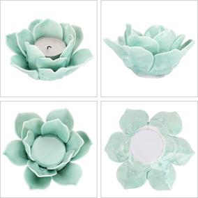 img 1 attached to 🌺 OwnMy 4.5 Inch Ceramic Lotus Flower Tea light Holder - Green, Ideal for Home Decor, Wedding Party & Gifts, Votive Flower Tealight Candle Holder Candlestick, Candle Lamps Holder with Gift Box