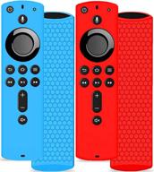 tokerse 2 pack remote case cover for alexa voice remote for fir tv stick 2020/ fir tv stick 4k/ fir tv cube/fir tv (3rd gen) - soft silicone cover case for all-new 2nd gen remote control - blue red logo