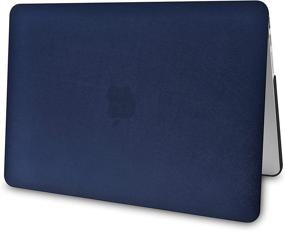 img 1 attached to KECC Compatible With MacBook Air 13 Inch Case (2010-2017 Release) A1369/A1466 Italian Leather Hard Shell Keyboard Cover Sleeve (Dark Blue Leather)