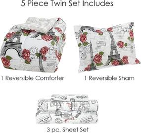 img 3 attached to Eiffel Tower Bed in a 🗼 Bag with Reversible Comforter, Twin, Paris Rose