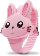 🐰 cute pink rabbit clamshell design digital led watch – perfect birthday gift for little girls and boys! logo