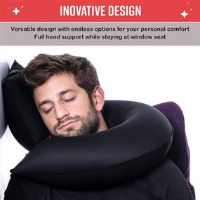 img 1 attached to 🍭 CANDY CANE Inflatable Travel Pillow: Innovative Design for Neck and Chin Support in Airplanes, Car, and Home – Uniquely Shaped with Luxury Carrying Bag, Hand Wash (Red)