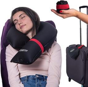 img 4 attached to 🍭 CANDY CANE Inflatable Travel Pillow: Innovative Design for Neck and Chin Support in Airplanes, Car, and Home – Uniquely Shaped with Luxury Carrying Bag, Hand Wash (Red)
