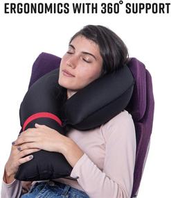 img 3 attached to 🍭 CANDY CANE Inflatable Travel Pillow: Innovative Design for Neck and Chin Support in Airplanes, Car, and Home – Uniquely Shaped with Luxury Carrying Bag, Hand Wash (Red)