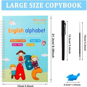 img 1 attached to 📚 Enhance Kids' Handwriting Skills with VLOJELRY 4Pcs Practice Copybook - Reusable Alphabet Number Math Drawing Groove Workbook (Style Three)