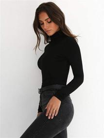 img 3 attached to Womens Basic Sleeve Turtleneck Blouse Sports & Fitness for Running