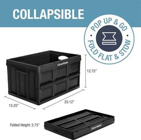 img 3 attached to CleverMade 62L Collapsible Storage Bins - Folding Plastic Stackable Utility Crates, Solid Wall, No Lid, Set of 3, Black