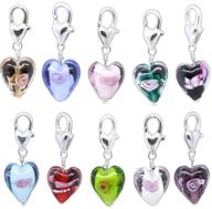🔗 housweety set of 20 glass heart clip-on charms for link bracelet - enhance seo logo
