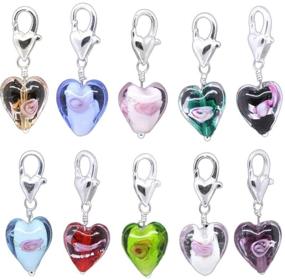 img 2 attached to 🔗 Housweety Set of 20 Glass Heart Clip-On Charms for Link Bracelet - Enhance SEO