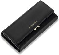 stylish lecxci leather clutch wallet: roomy money organizer with multiple card slots, ideal for ladies logo