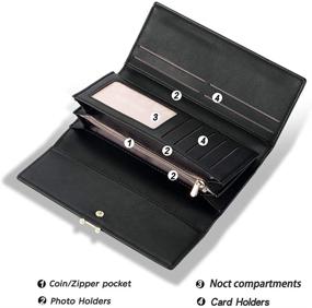 img 1 attached to Stylish Lecxci Leather Clutch Wallet: Roomy Money Organizer with Multiple Card Slots, Ideal for Ladies