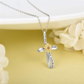 img 1 attached to 🌻 925 Sterling Silver Distance Cross Necklace for Women, You are My Sunshine Sunflower Jewelry Gifts for Wife, Girls, Mom - Birthday & Christmas Day