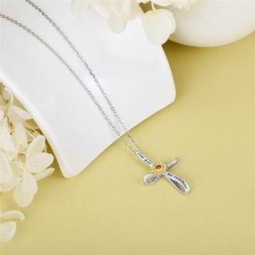 img 2 attached to 🌻 925 Sterling Silver Distance Cross Necklace for Women, You are My Sunshine Sunflower Jewelry Gifts for Wife, Girls, Mom - Birthday & Christmas Day