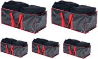 👜 klickpick home pack of 5 heavy duty reusable extra large storage bags - versatile, durable, and convenient for laundry, shopping, moving, and underbed storage - with zipper, backpack handles, and ikea frakta cart compatibility логотип