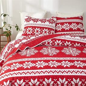 img 1 attached to 🎄 Christmas Snowflake Quilt Set: 3-Piece Reversible Coverlet Bedspread - Full Queen Size 88x88 - Soft Microfiber - Lightweight Holiday Style