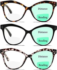 img 4 attached to 😺 Blue Light Blocking Cat Eye Bifocal Magnifying Computer Reading Glasses for Women Men - COASION