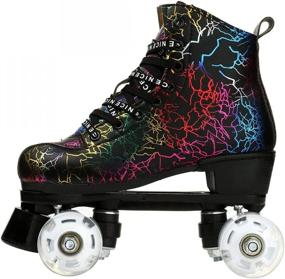 img 3 attached to 👟 High-top MilkyWay Roller Skates with Lightning Pattern - Unisex Double Row Four Wheels for Beginner Girls, Boys, Women, and Men