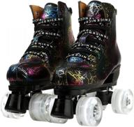 👟 high-top milkyway roller skates with lightning pattern - unisex double row four wheels for beginner girls, boys, women, and men logo