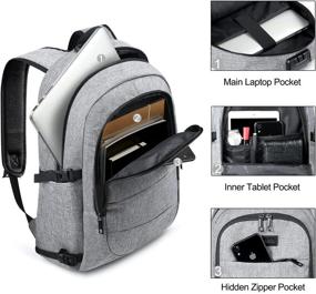 img 2 attached to 🎒 Laptop Backpack for College Students, Men & Women - Slim, Durable, Water-Resistant Anti-Theft Travel Backpack with USB Charging/Headphone Port and Lock - Suitable for 15.6 Inch Computers - Ideal Gift - Charcoal Gray