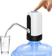💦 mjiya portable water bottle pump, universal electric water dispenser with switch and usb charging - ideal for camping, kitchen, workshop, garage - white logo