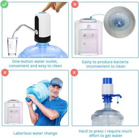 img 2 attached to 💦 MJIYA Portable Water Bottle Pump, Universal Electric Water Dispenser with Switch and USB Charging - Ideal for Camping, Kitchen, Workshop, Garage - White