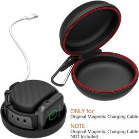 img 1 attached to 📱 HALLiberty EVA Travel Case for Apple Watch Charger, Portable Carrying Charging Dock Holder for 42mm 44mm iWatch Series 5/4/3/2/1, Night Stand Mode Included, Sleek Black Design