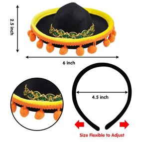 img 3 attached to 🌵 Набор из 6 фестивальных тканевых ободков-сомбреро на праздник Пятидесятницы – костюм для веселого праздника, предметы для вечеринок, фото-реквизит мероприятий в стиле луау, мексиканская тематика, украшения для Дня мертвых и вечеринок.