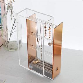 img 1 attached to 🌙 Moosy Life Dustproof Moonlight Rose Gold Earring Display Case: Jewelry Organizer