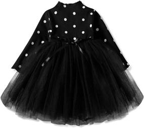 img 4 attached to 👗 Stylish NNJXD Toddler Girl Polka Dotted Multilayer Ruffled Long Sleeve Tutu Party Dresses